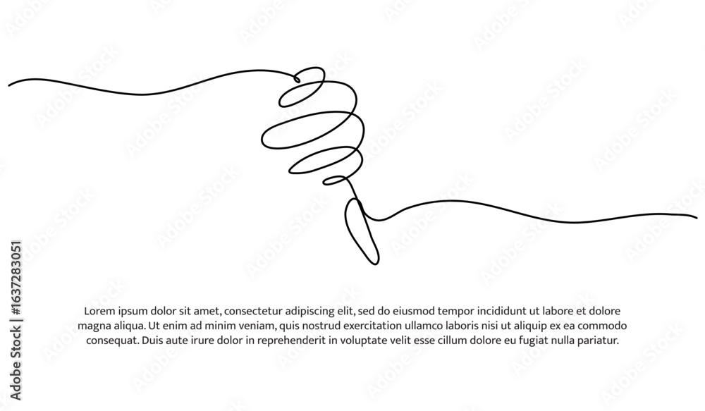 Poster one line of whisk. abstract minimal continuous line.