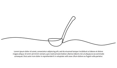 One line of ladle kitchen utensils. Abstract minimal continuous line.