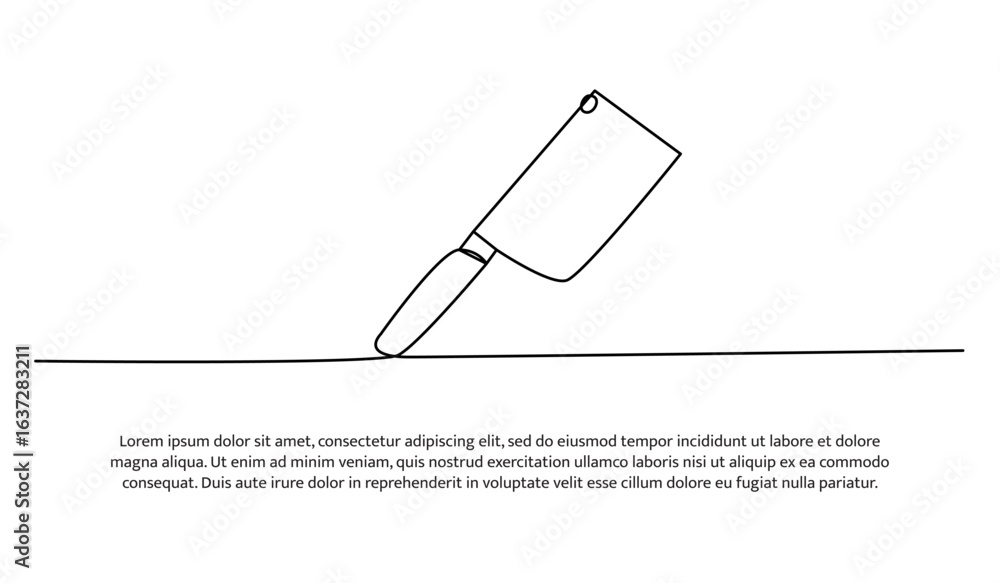 Poster one line of butcher knife. abstract minimal continuous line.