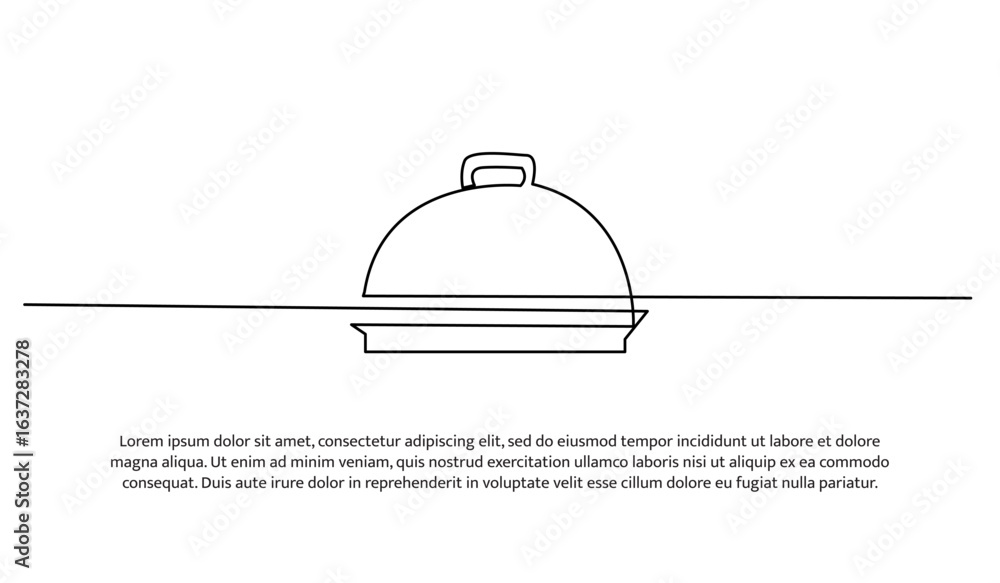 Poster one line of movable food cover. abstract minimal continuous line.