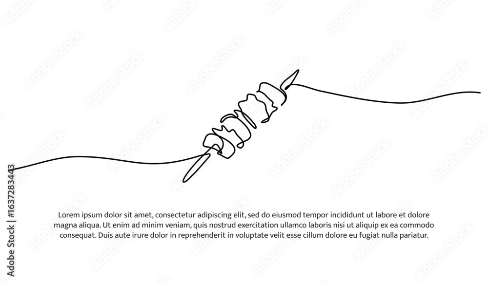 Aufkleber one line of satay. abstract minimal continuous line.