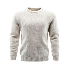 Fototapeta premium Cream knit crewneck sweater casual, Isolated On White, Png Transparent, Cut Out