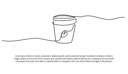 One line of coffee drink. Abstract minimal continuous line.