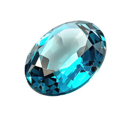 Oval, light teal gem,faceted, 3D render