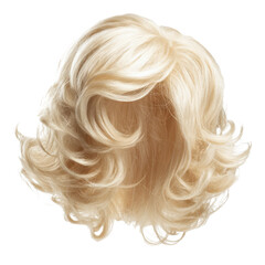 Naklejka premium Blonde curly voluminous hairstyle with dark background image, Isolated On White, Png Transparent, Cut Out