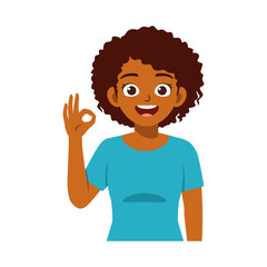 Happy African American Woman Making Okay Sign with Hand Gesture Smiling