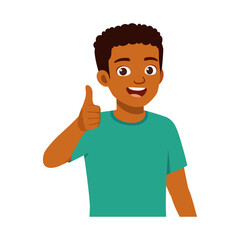 Smiling African American Boy Showing Thumbs Up Gesture with Positive Expression in Illustration