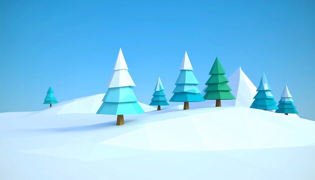 Low Poly Snowy Hills Scene