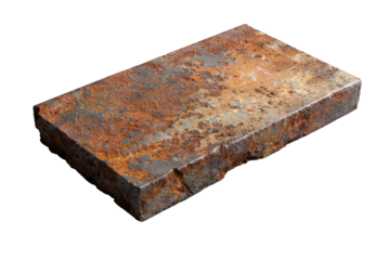 Rectangular slab of stone with rust-colored veining