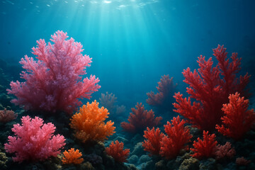 Fototapeta premium Pink and Orange Soft Corals Underwater Scene ocean