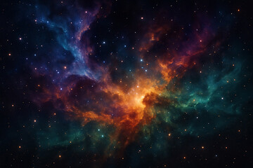Obraz premium Vibrant Nebula With Swirling Colors And Distant Stars