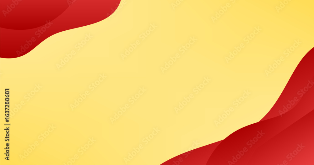 Poster yellow gradient abstract background with red fluid shape and copy space for insert elements