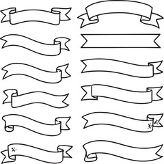 Collection of Hand Drawn Ribbon Banners Decorative Elements for Design Projects