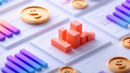 financial awareness day poster with graphs, charts, and dollar symbols