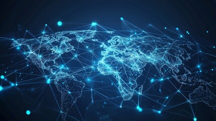 Global connection network background. World map. High-speed internet technology concept or fast wireless data transmission