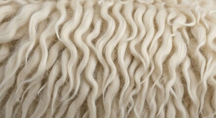 Macro of Cream Alpaca Wool Fiber with Visible Crimp Pattern