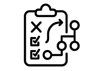 Obraz premium Checklist with marked tasks and flowchart symbols in minimal design planning structure icons