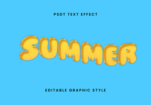 Yellow Summer Font Glossy Bubble 3D Text Effect