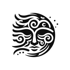 Tribal masks showing wind, rotating or curved lines