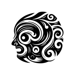 Tribal masks showing wind, rotating or curved lines
