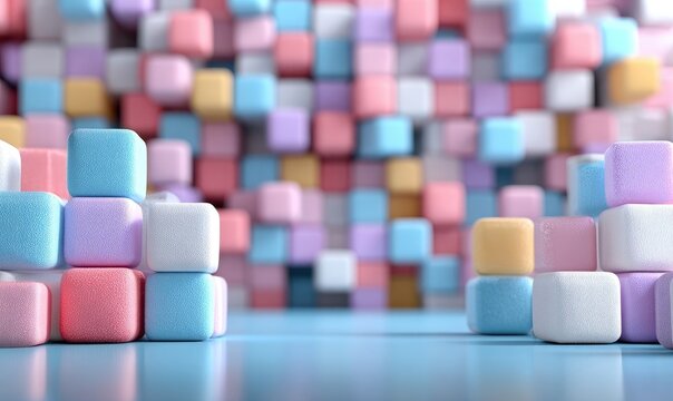 Pastel Cubes Abstract