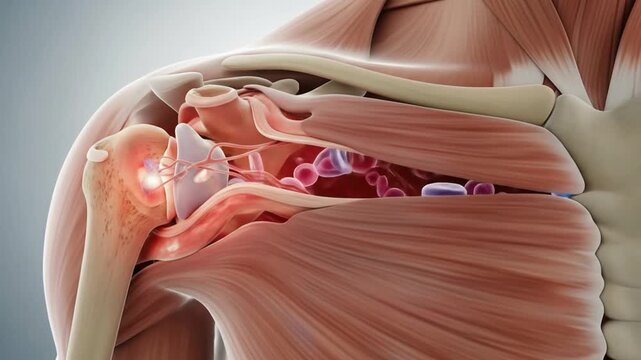 Human shoulder joint anatomy illustration