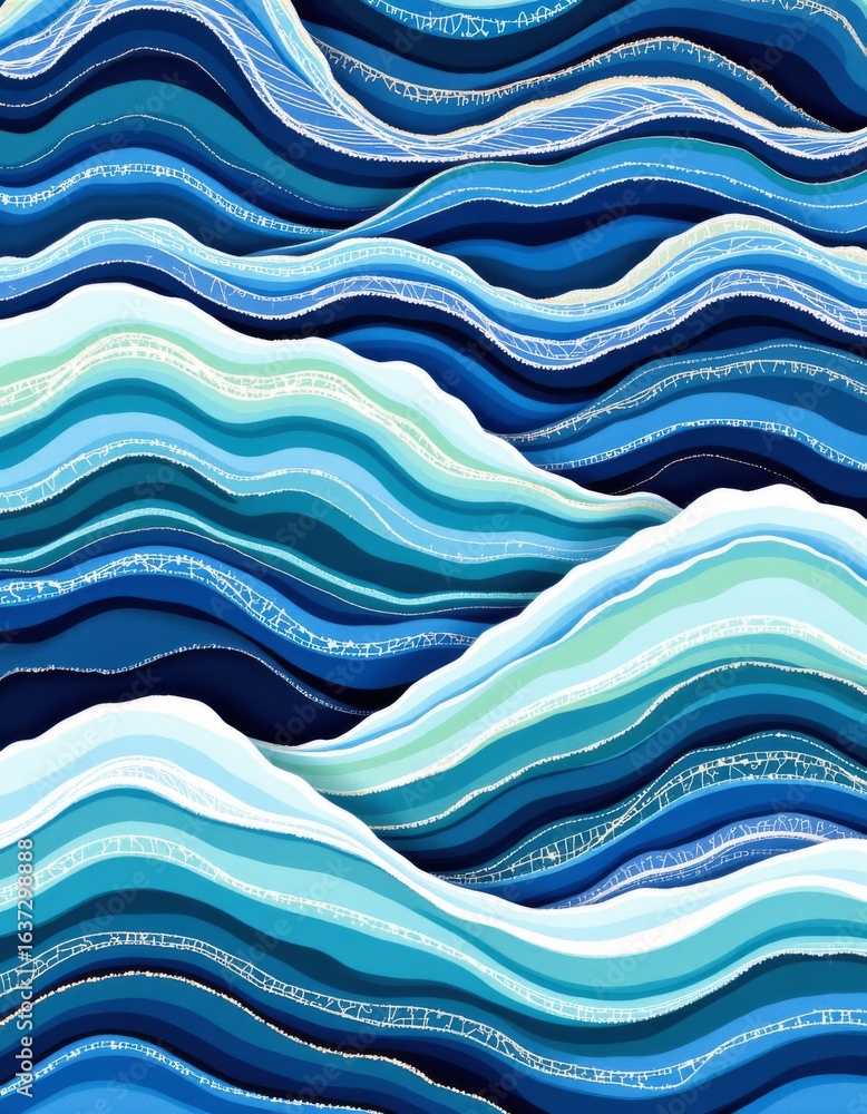 Poster abstract layered waves with lace pattern