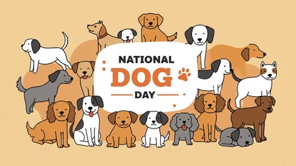 animated moving cartoon image about national dog day celebration