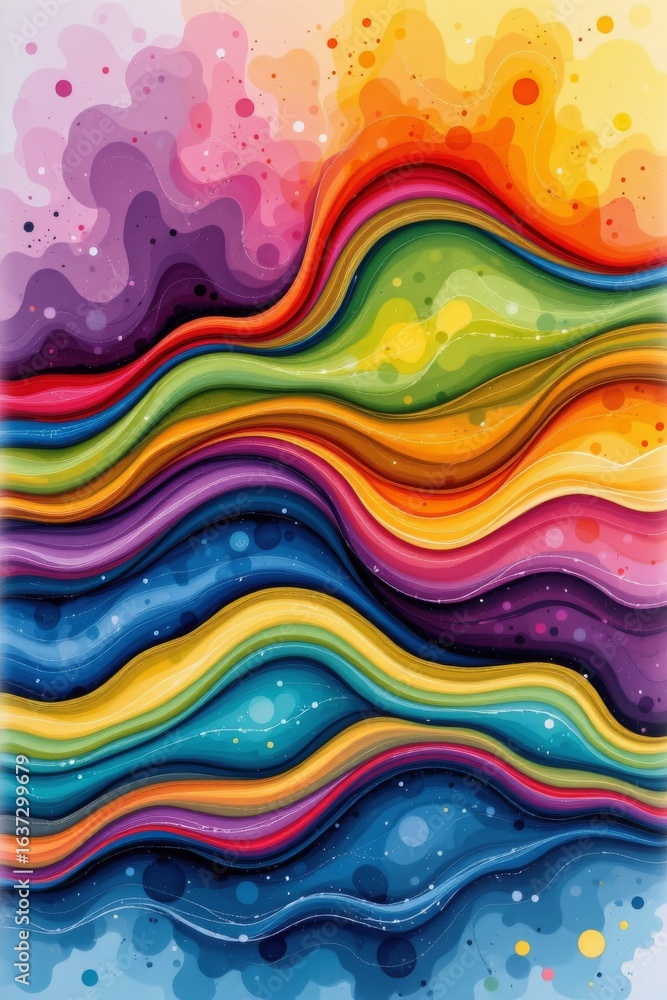 Poster vibrant abstract layers with flowing color waves