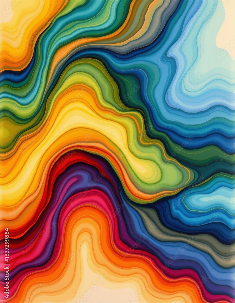 Poster vibrant abstract curves dynamic layered design
