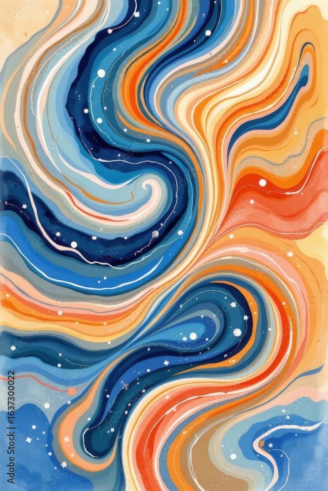Poster dynamic abstract flow with contrasting colors