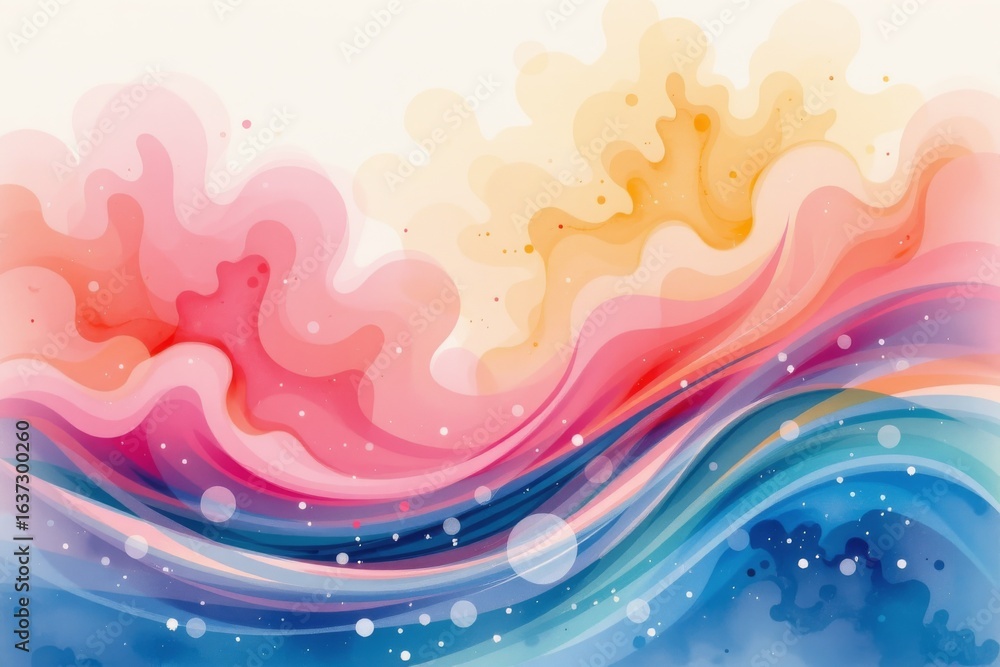 Poster fluid abstract color flow with translucent bubbles