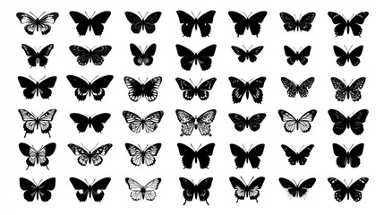 Fototapeta premium Butterfly silhouettes collection