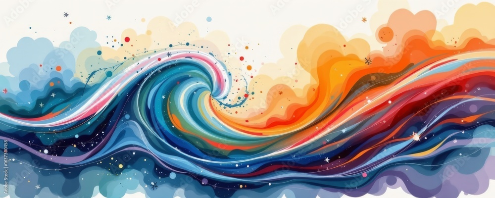 Poster dynamic abstract wave vibrant color transition