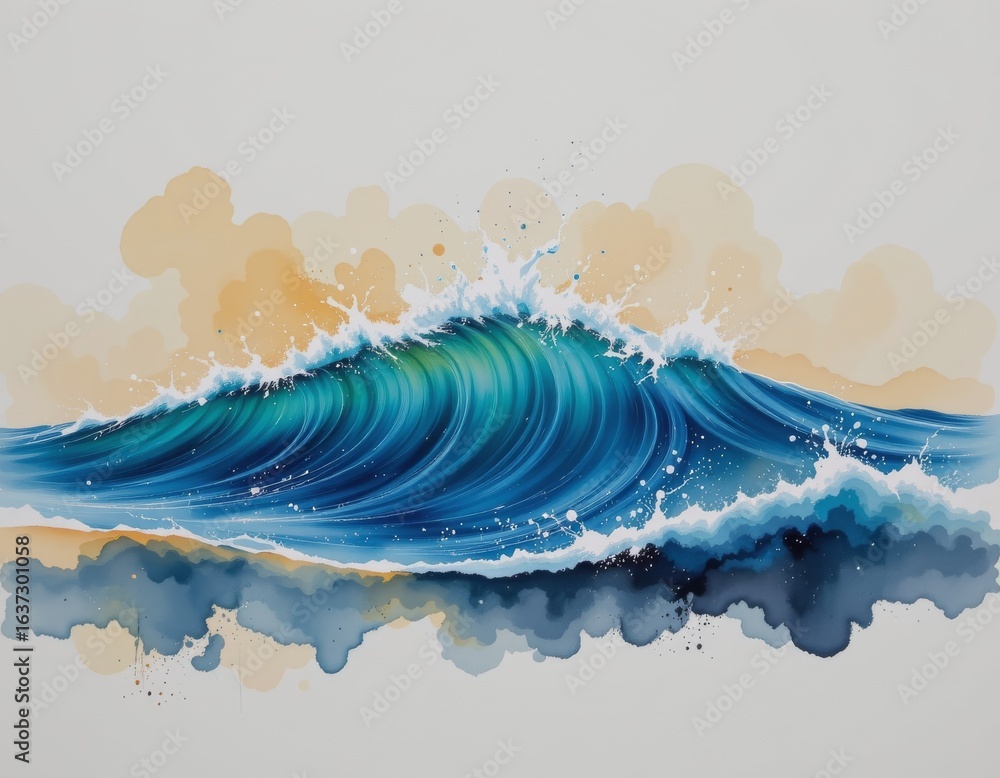 Poster dynamic ocean wave with soft colorful background