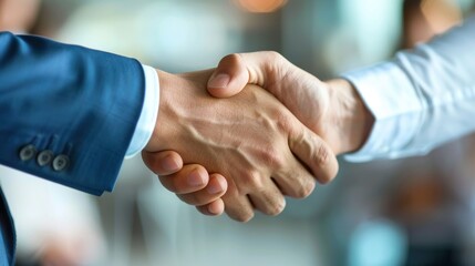 Focused close-up of handshake between executives stock photo --ar 16:9 --raw --v 6 Job ID: 2c15255b-47cb-4cf6-8b7f-8158296115fc