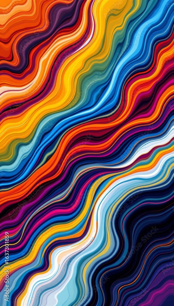 Poster dynamic abstract waves vibrant color spectrum
