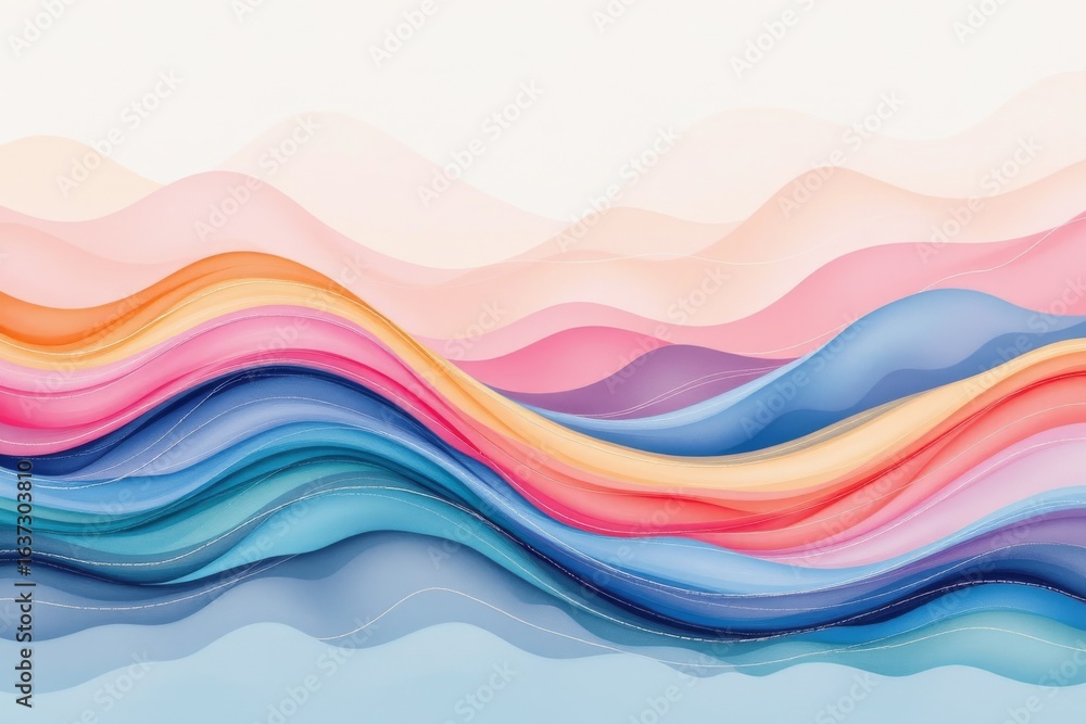 Poster pastel waves abstract design with soft texture