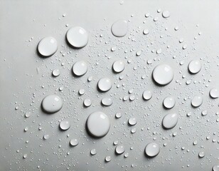 drops of water on a white background, top view. minimalism. purity