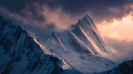 Dramatic mountain landscape at sunrise