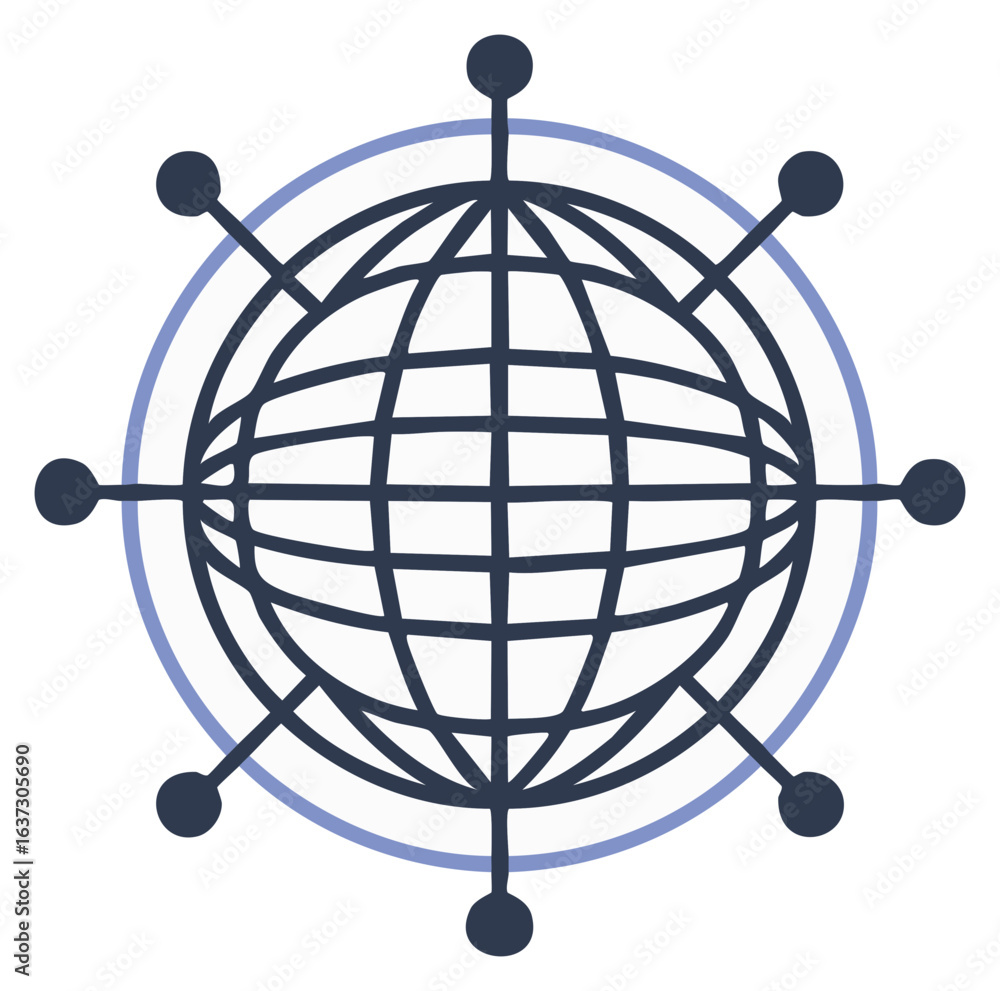 Aufkleber abstract globe icon with connections illustration for business networking or global communications