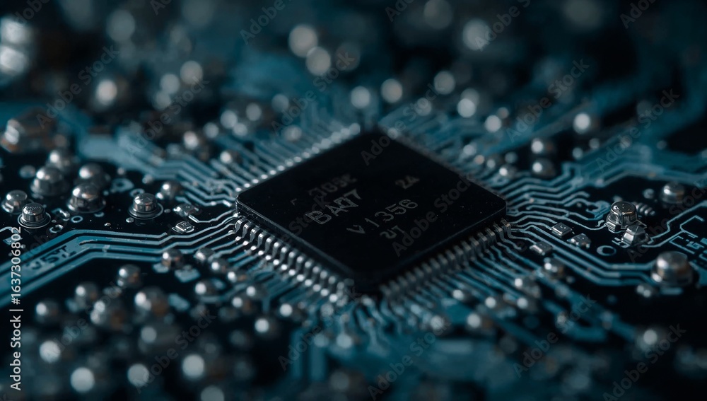 Poster centralized processor: an up-close view of a cutting-edge cpu, with its intricate circuits and conne
