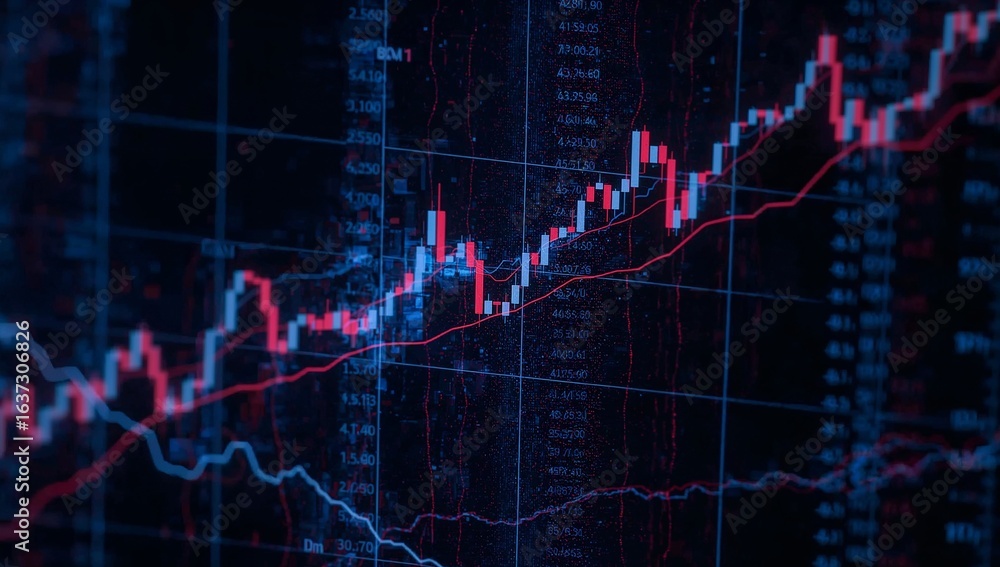 Aufkleber financial data visualization: dynamic lines trace fluctuating financial data, symbolizing the intric