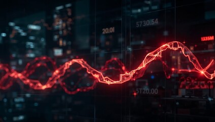 Data Visualization: Abstract digital representation of data flow with glowing lines and numbers, capturing the dynamic essence of a technological network.