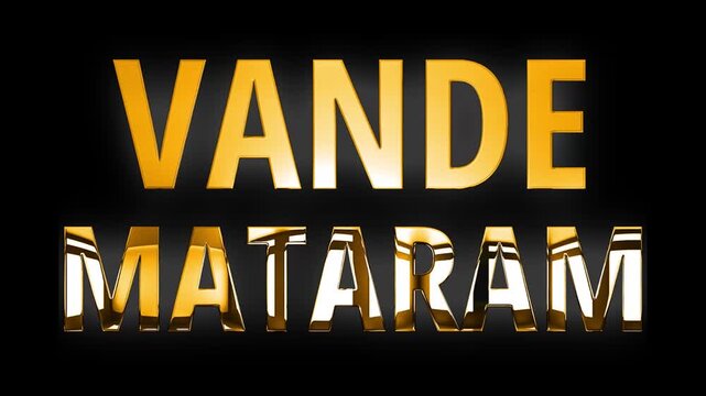 Vande Mataram Indian slogan text with golden animation video