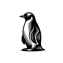 Naklejka premium Stylized black and white illustration of a penguin