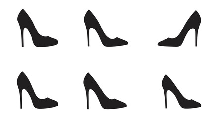 Elegant High Heel Shoes Pattern in Black and White Silhouette