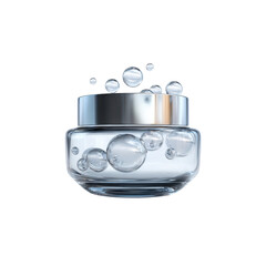 Luxury Skincare Cream in Glass Jar with Bubbles - 3D Render