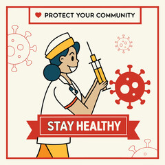 Vector poster encouraging vaccination in local languages genereed by ai