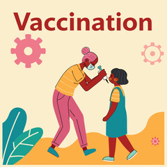 Vector poster encouraging vaccination in local languages genereed by ai